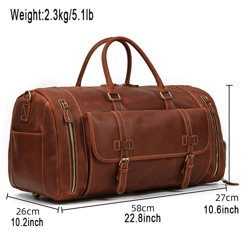New Brand Leather Travel Duffle Bag Waterproof Luggage Bag Men With Shoe Compartment