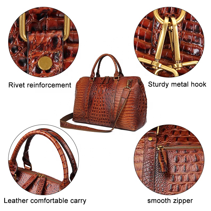 Customized new super fashion luxury hand luggage bag men and women crocodile pattern leather short d