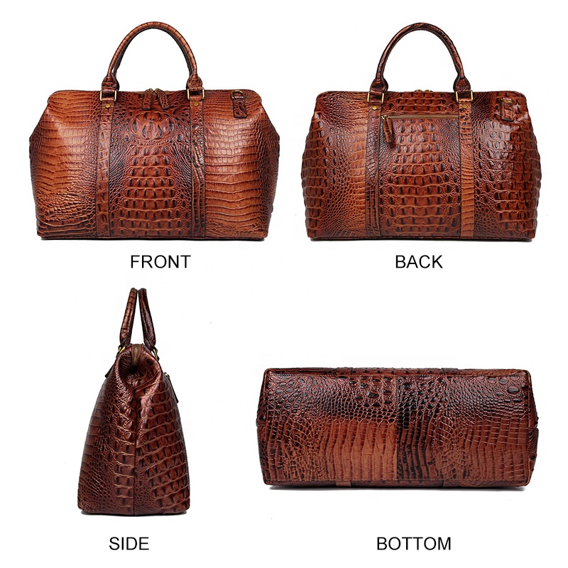 Customized new super fashion luxury hand luggage bag men and women crocodile pattern leather short d