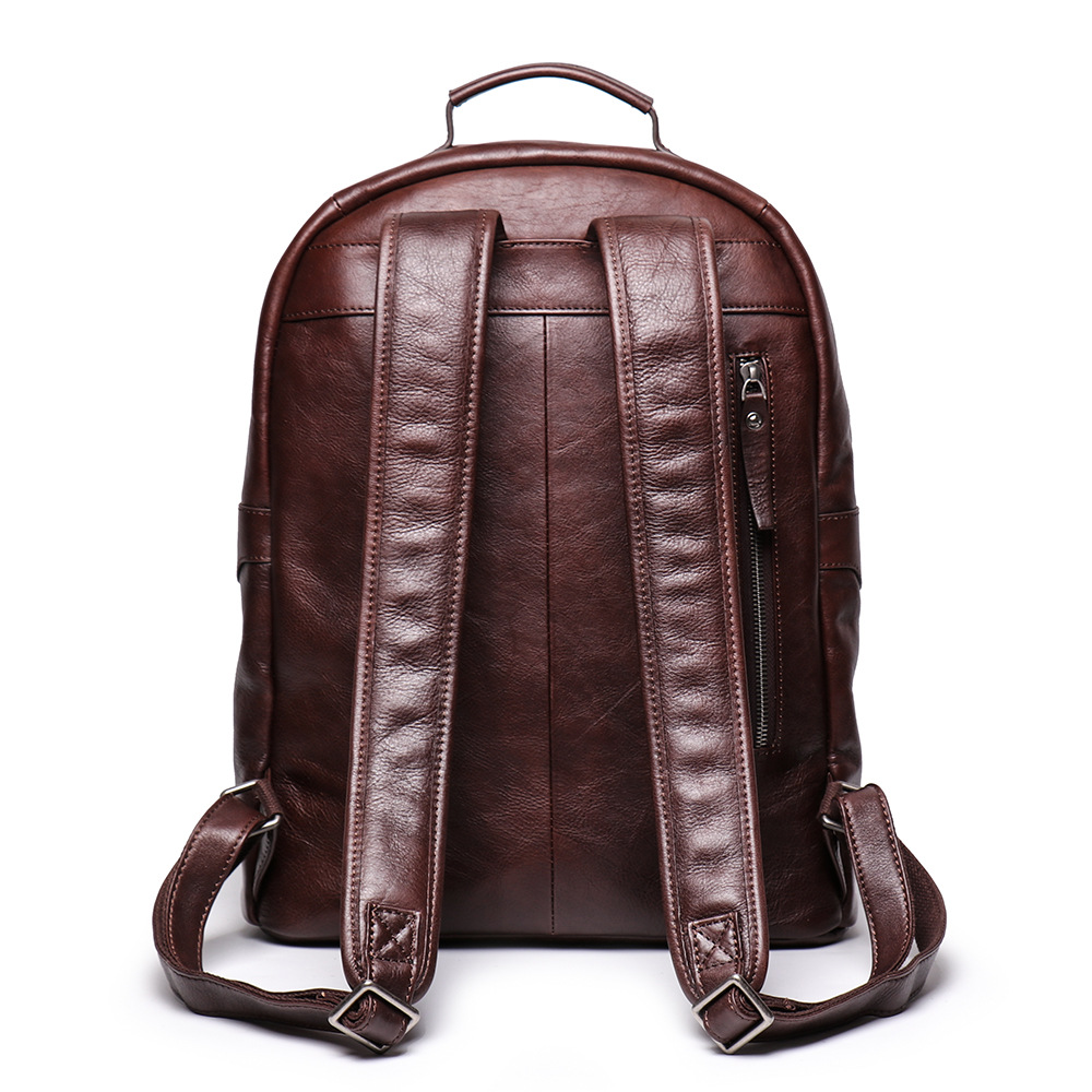 Fashion new design real leather men's backpack high quality pocket genuine leather bag vintage women