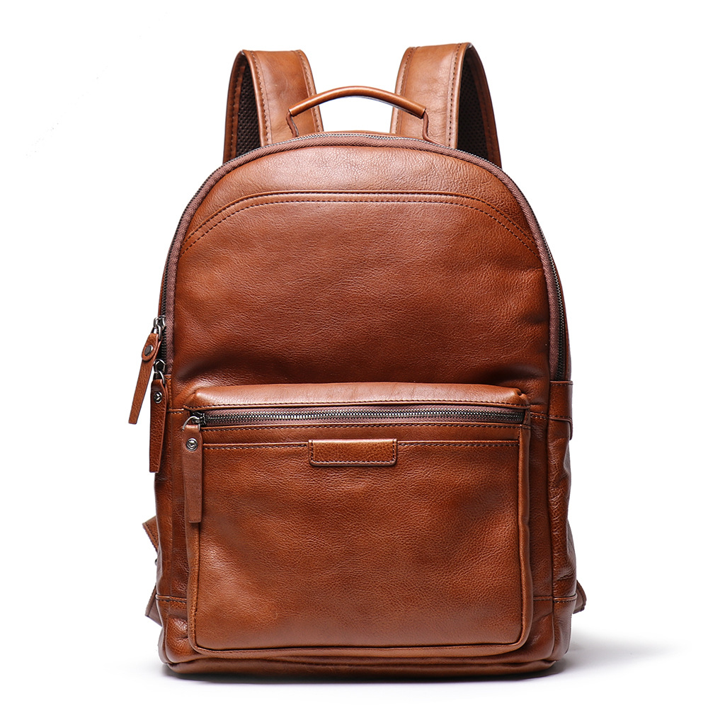 Fashion new design real leather men's backpack high quality pocket genuine leather bag vintage women