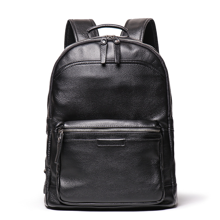Fashion new design real leather men's backpack high quality pocket genuine leather bag vintage women