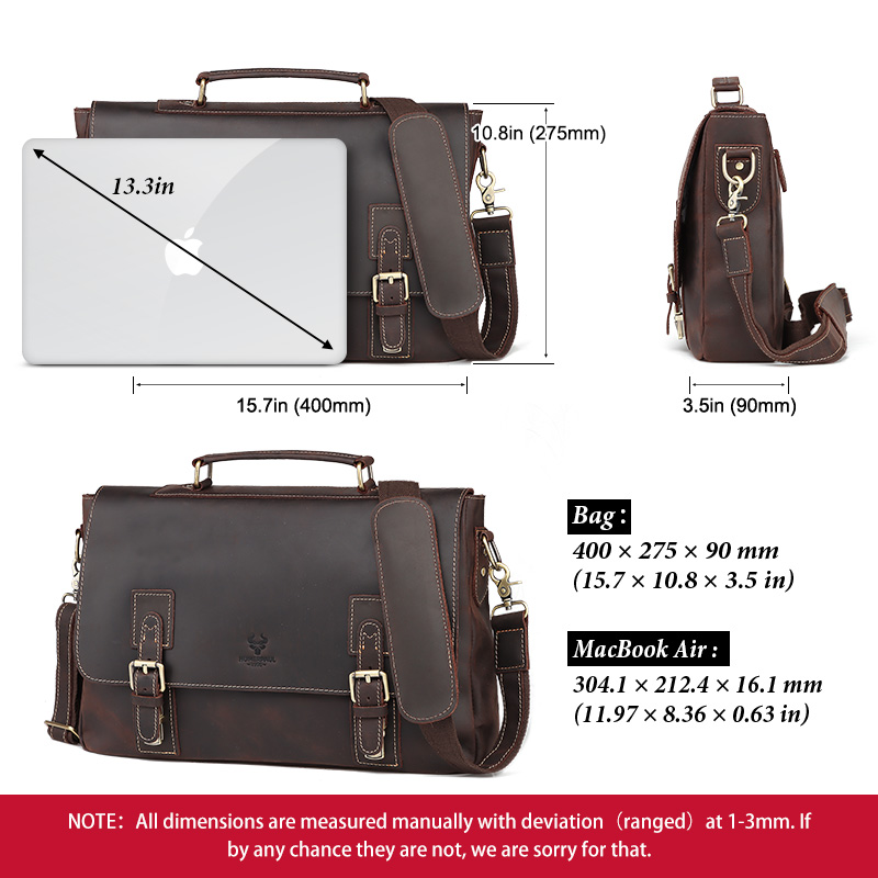 HUMERPAUL Dropship Wholesale Vintage Crazy Horse Leather Briefcase Men Satchel Genuine Leather Soft 