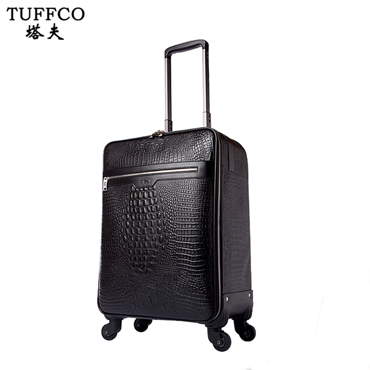 China Factory Supplier Genuine Leather Travel Trolley Bag With Wheel