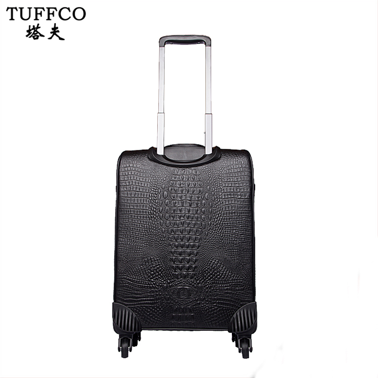 China Factory Supplier Genuine Leather Travel Trolley Bag With Wheel