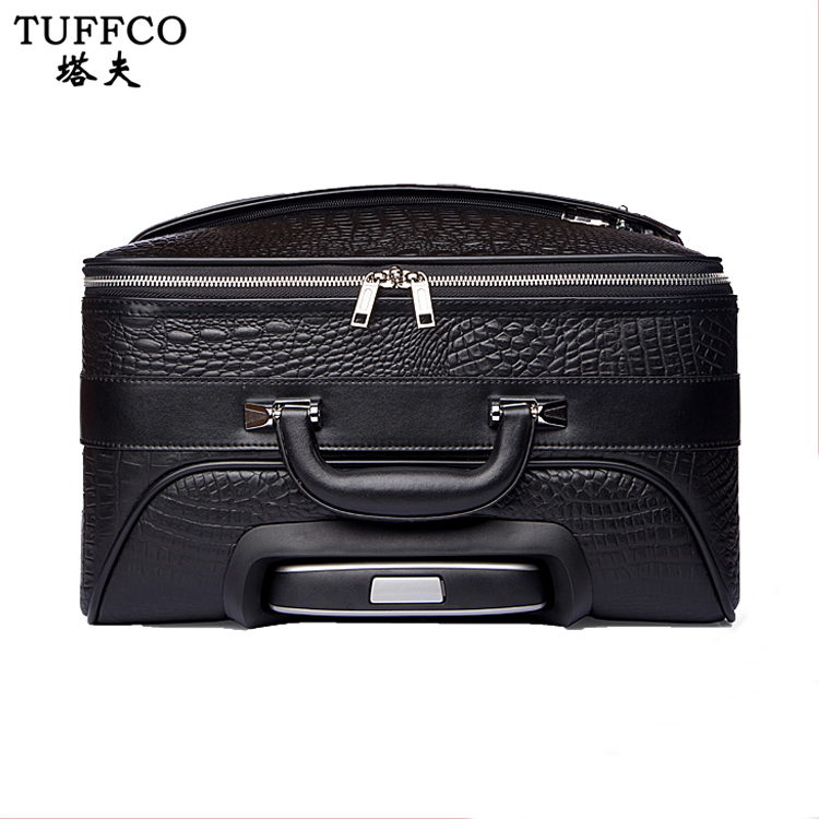 China Factory Supplier Genuine Leather Travel Trolley Bag With Wheel