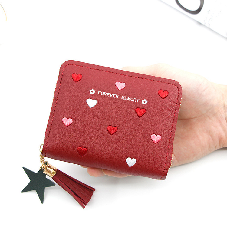 Amazon Top Seller Women PU Tassel Purse Short Mode