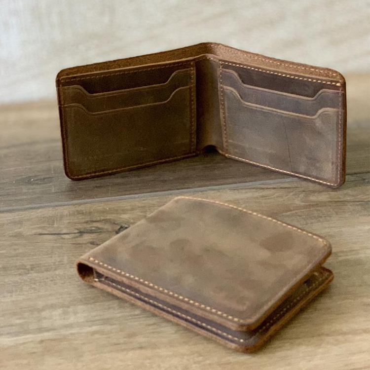 Custom Crazy Horse Wallet For Men Bifold Genuine L