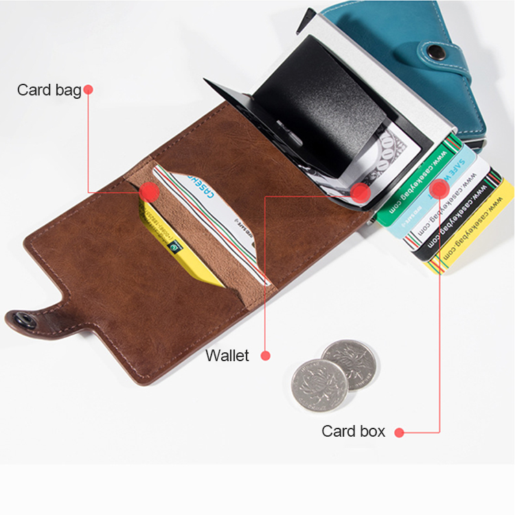 RFID Blocking PU Leather Vintage Aluminum Automati
