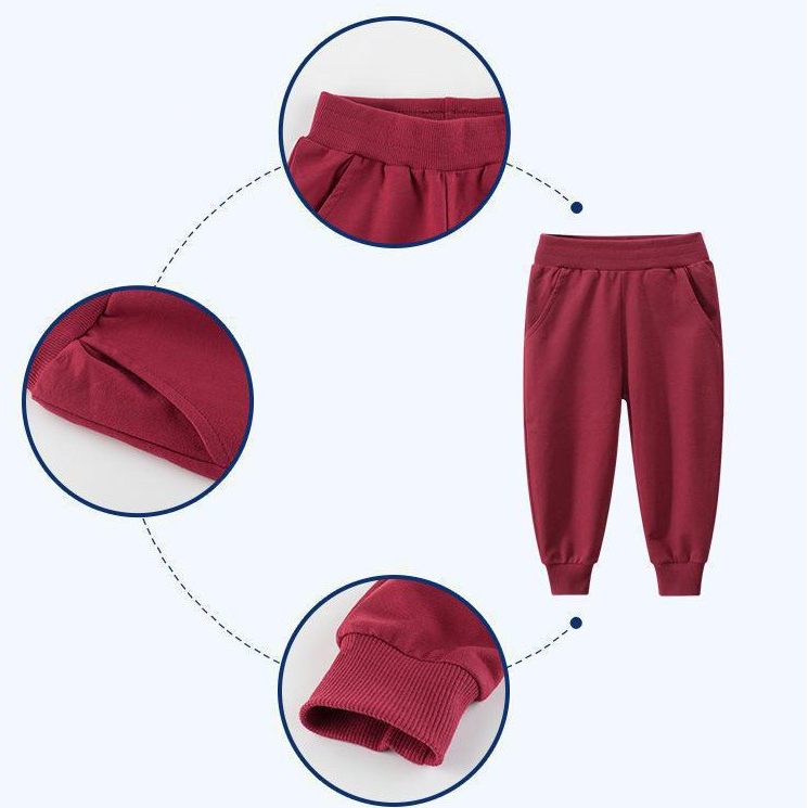 Custom Logo Kids Pants Boys Solid Long Pants Girls