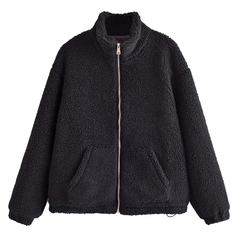 Custom Logo Casual Solid Turn Down Collar Lamb Fur