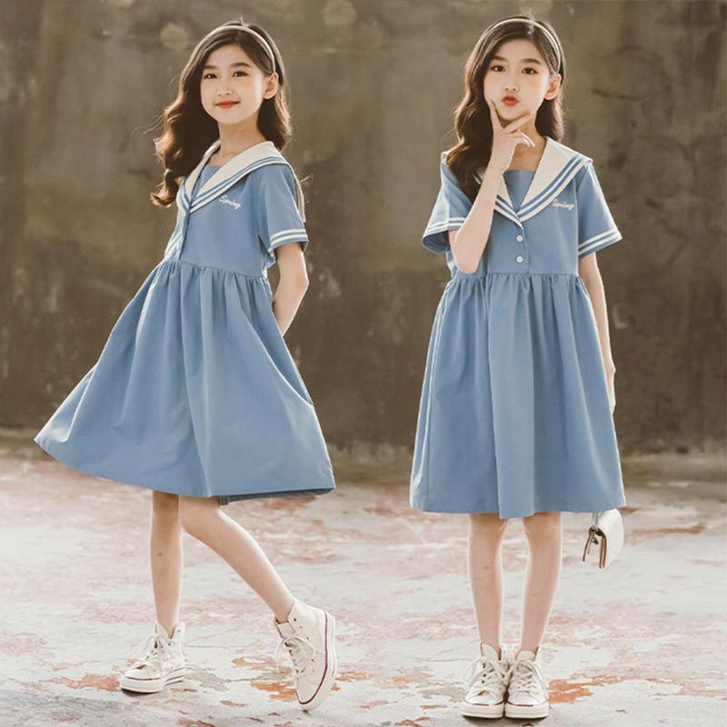 ✨ JMee JMee✨Big Children's Clothing Girls Dresses Half-Sleeved 2022 New Style Girls' Big Kids Middle