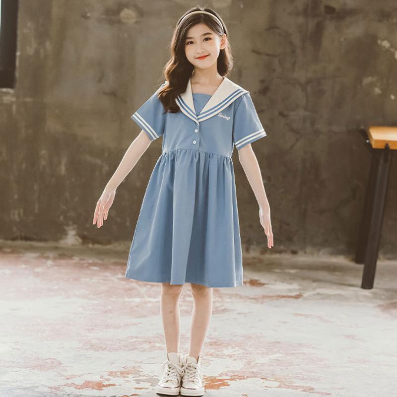 ✨ JMee JMee✨Big Children's Clothing Girls Dresses Half-Sleeved 2022 New Style Girls' Big Kids Middle