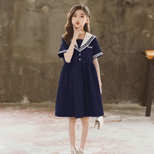 ✨ JMee JMee✨Big Children's Clothing Girls Dresses Half-Sleeved 2022 New Style Girls' Big Kids Middle