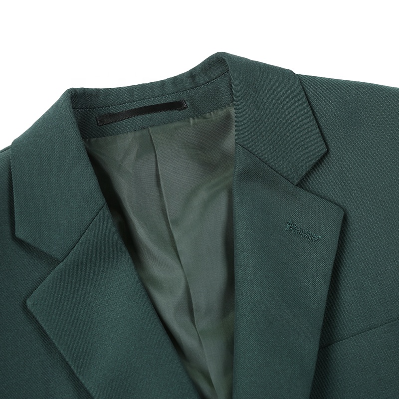 High quality boy`s suit army green color solid TR 