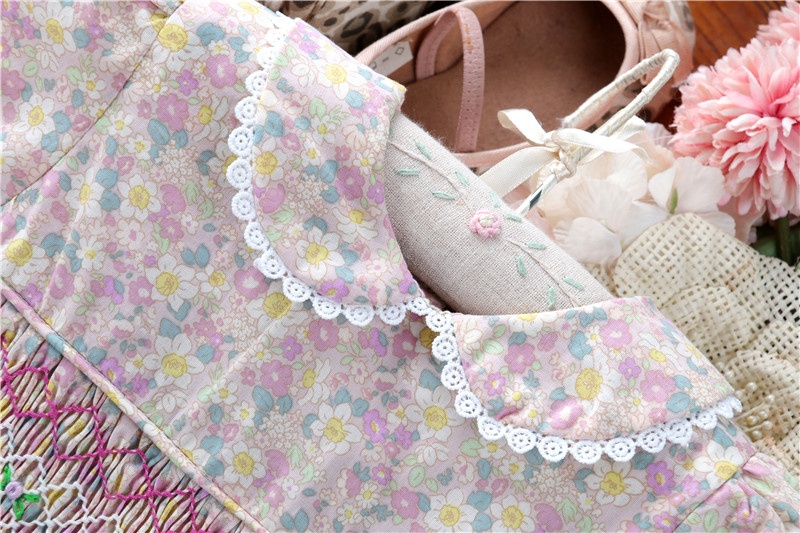 wholesale kids clothing smocked dress girls flower