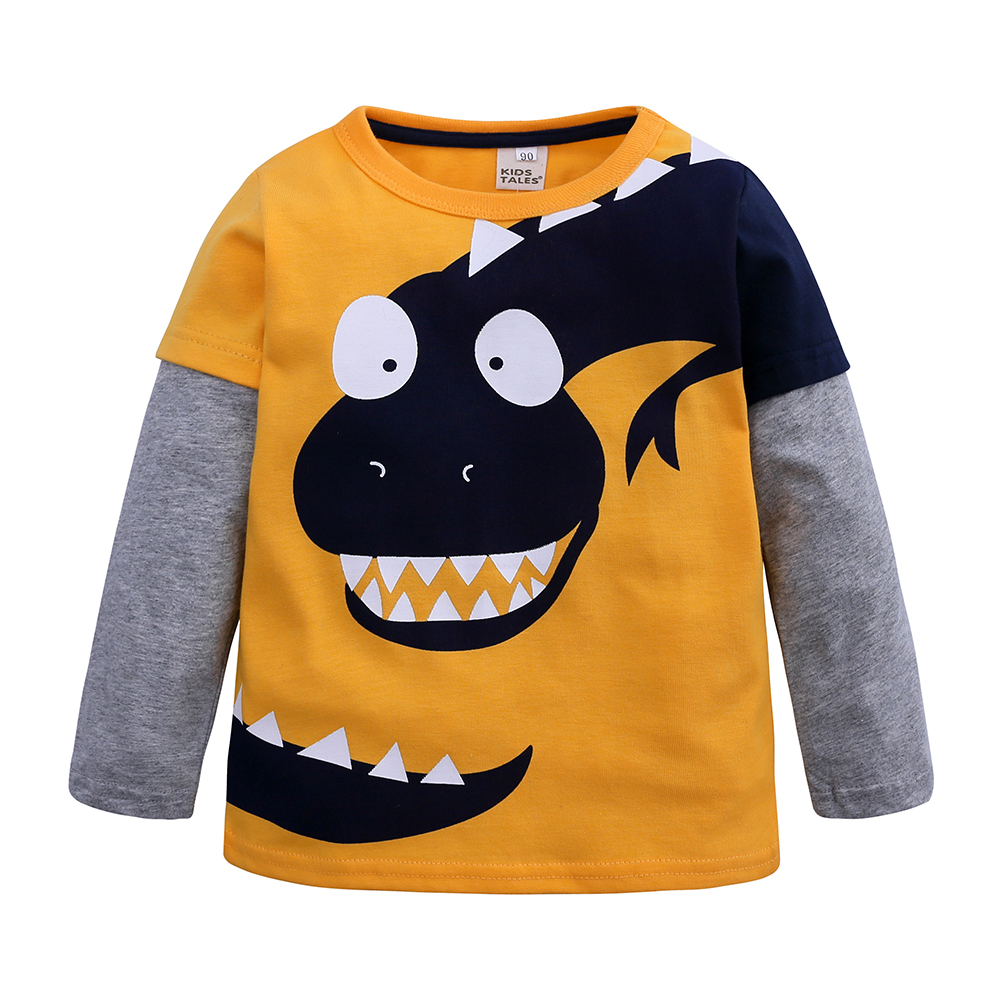 Round neck cartoon dinosaurs boys t shirt baby lon