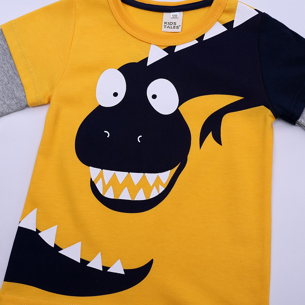 Round neck cartoon dinosaurs boys t shirt baby lon