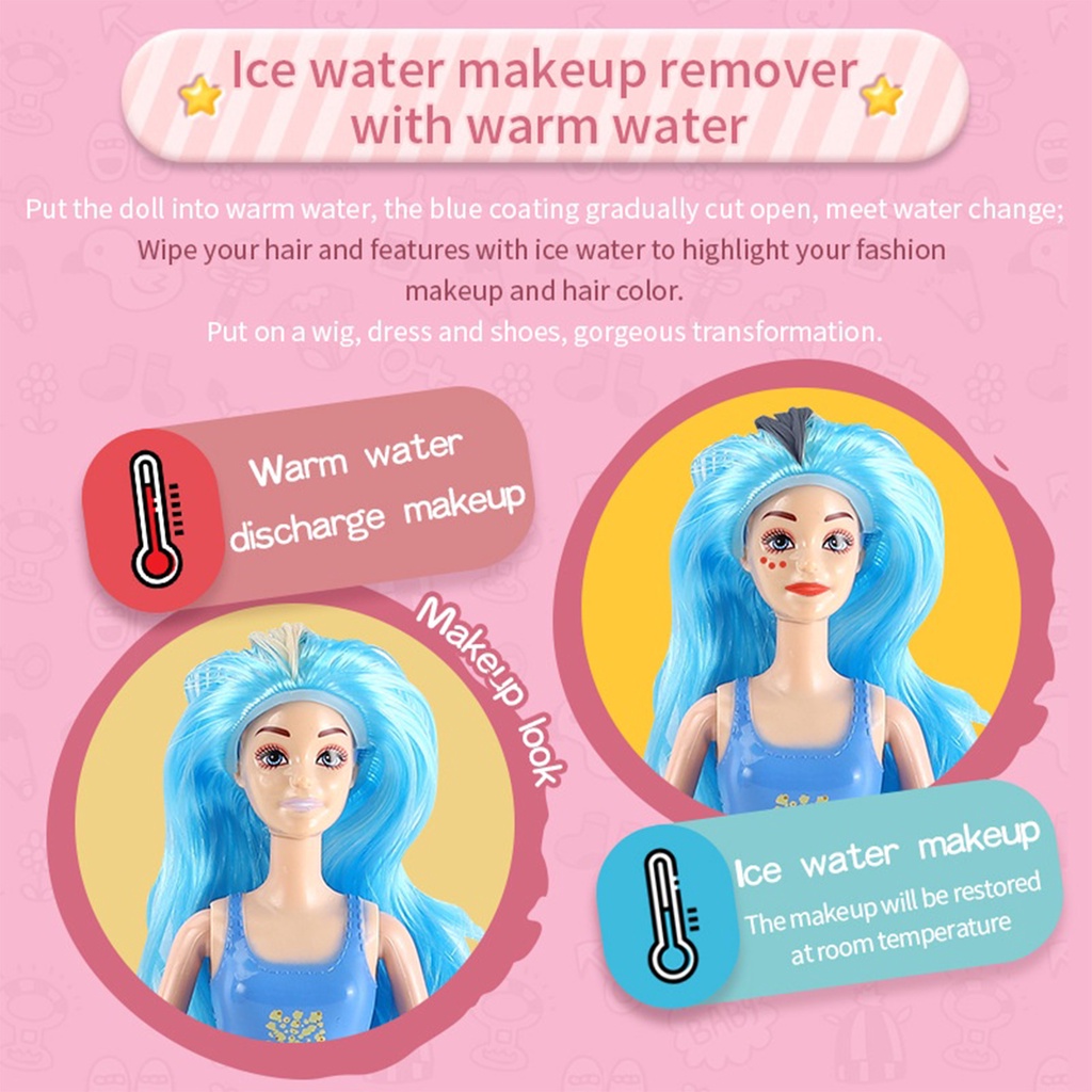 Surprise Color Change Dolls with 7 Surprises Including Including Outfit, Accessories Gift for Kids