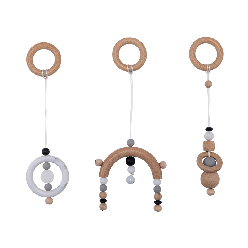 Cartoon Wooden Baby Gym Rack Hanging Baby Playing 