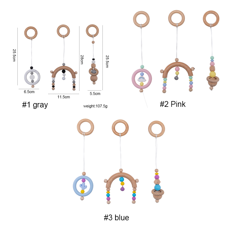 Cartoon Wooden Baby Gym Rack Hanging Baby Playing 