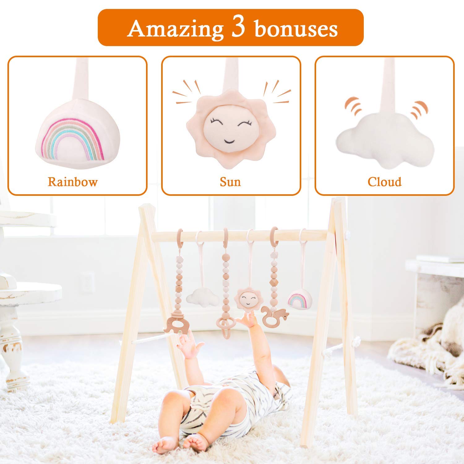 Xiair Foldable Wooden Play Gym Toddler Baby Gym Ac