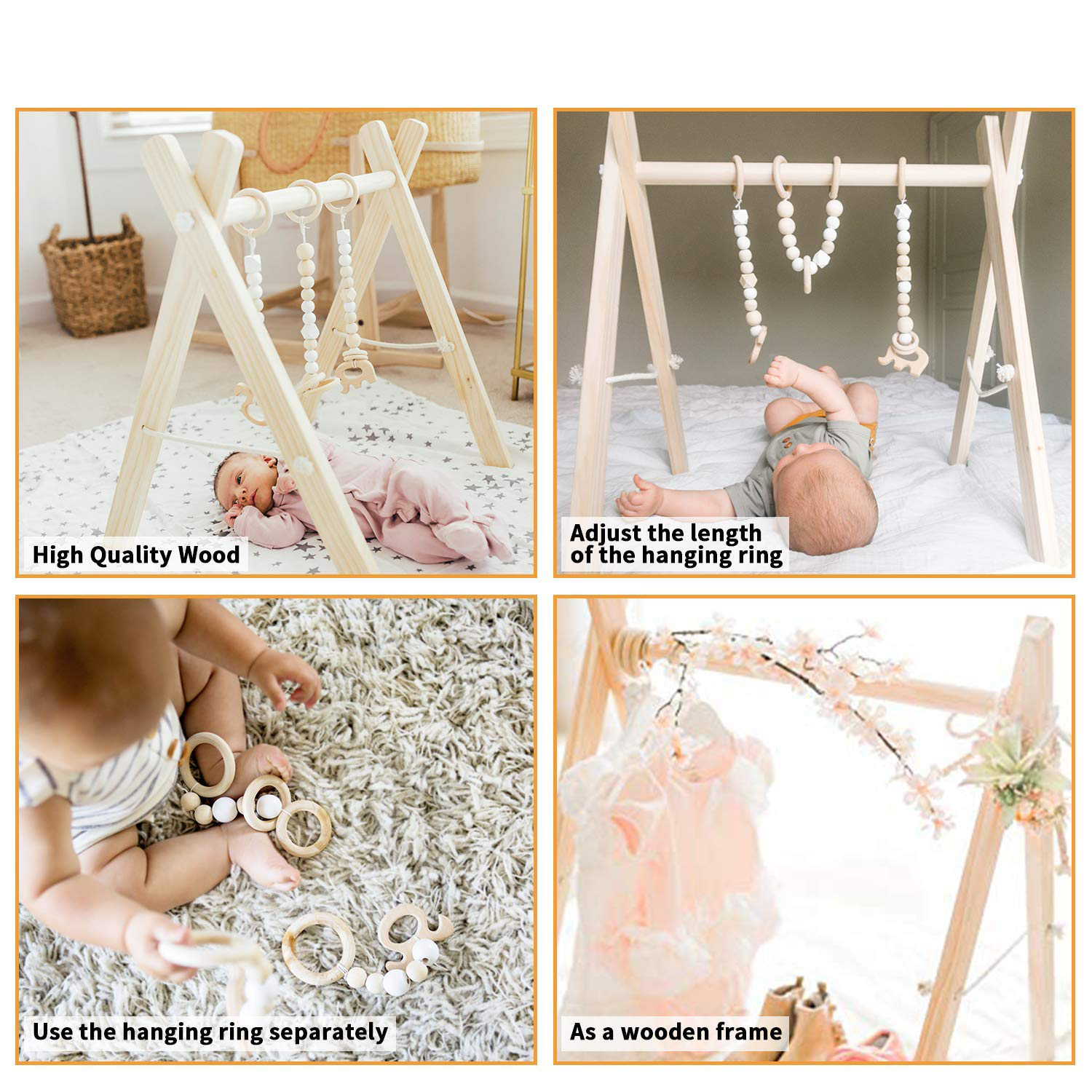 Xiair Foldable Wooden Play Gym Toddler Baby Gym Ac