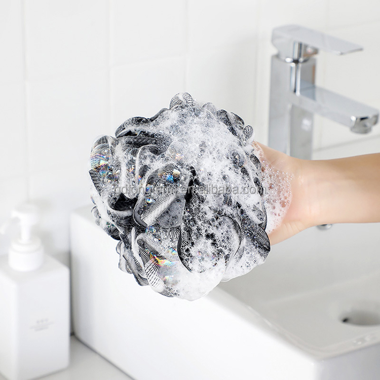 Black Colors Bath Sponge Shower Mesh Exfoliating S