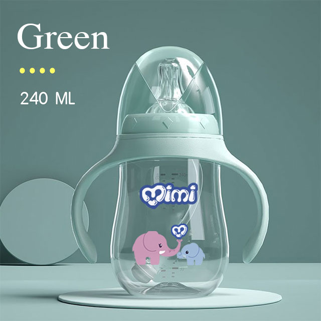 MIMIPAPA BPA Free Baby Feeding Bottles Milk Feeding Bottle for Babies Wide Neck Glass Green Box Pack