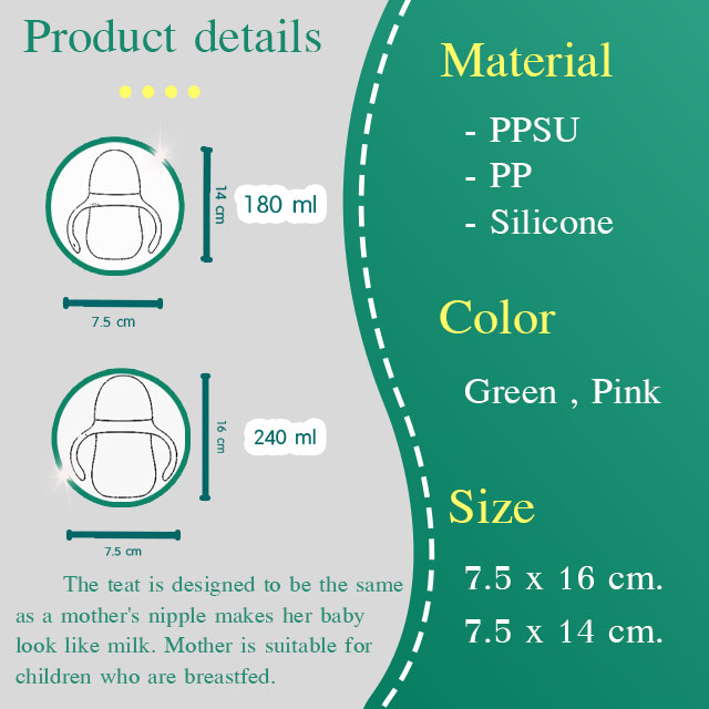 MIMIPAPA BPA Free Baby Feeding Bottles Milk Feeding Bottle for Babies Wide Neck Glass Green Box Pack