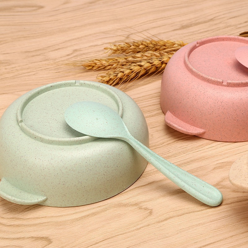 Wheat Straw Children's Bowl Spoon tableware set de