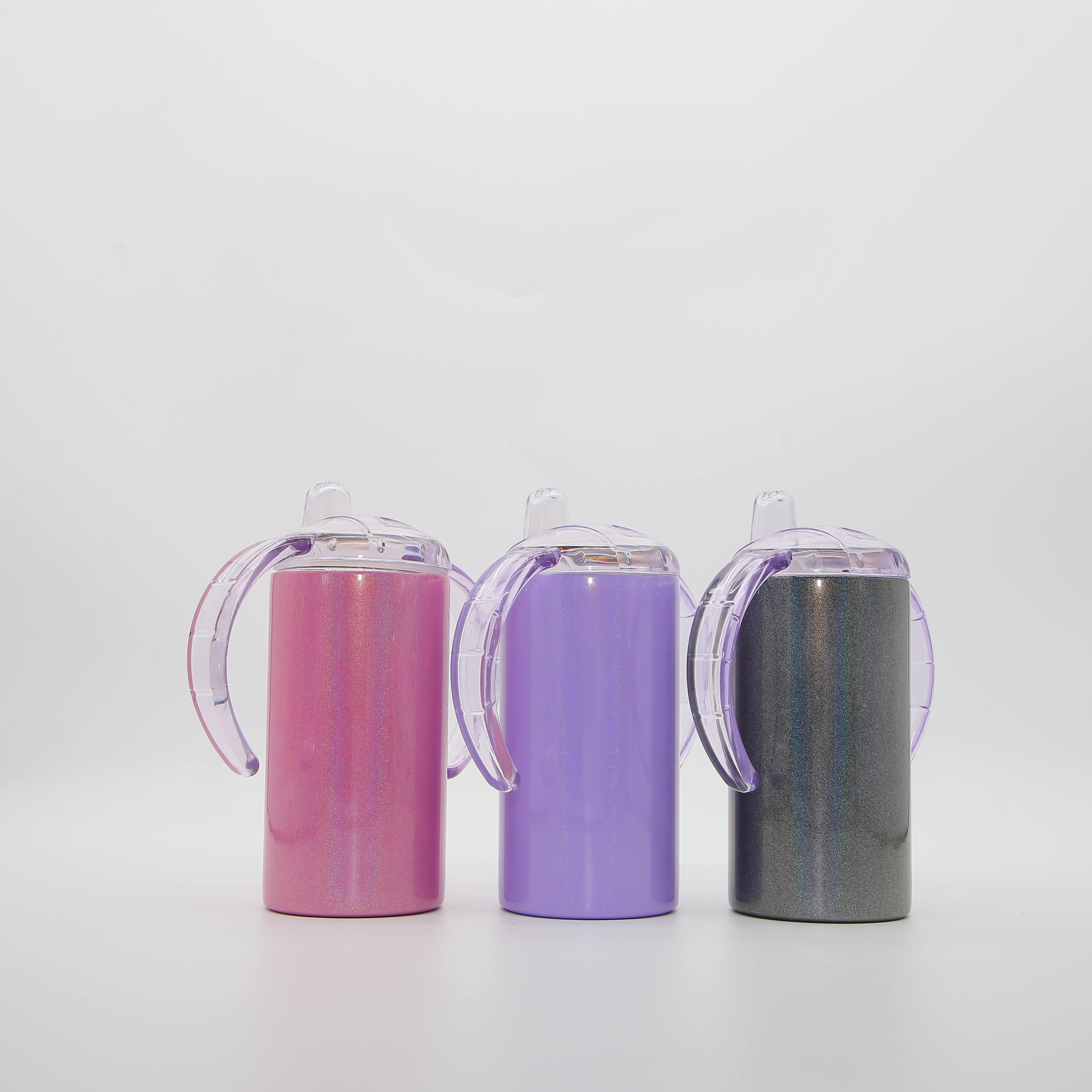 Hot sale 12oz kids sippy cup stainless steel sublimation straight tumblers White kids bottle with ha