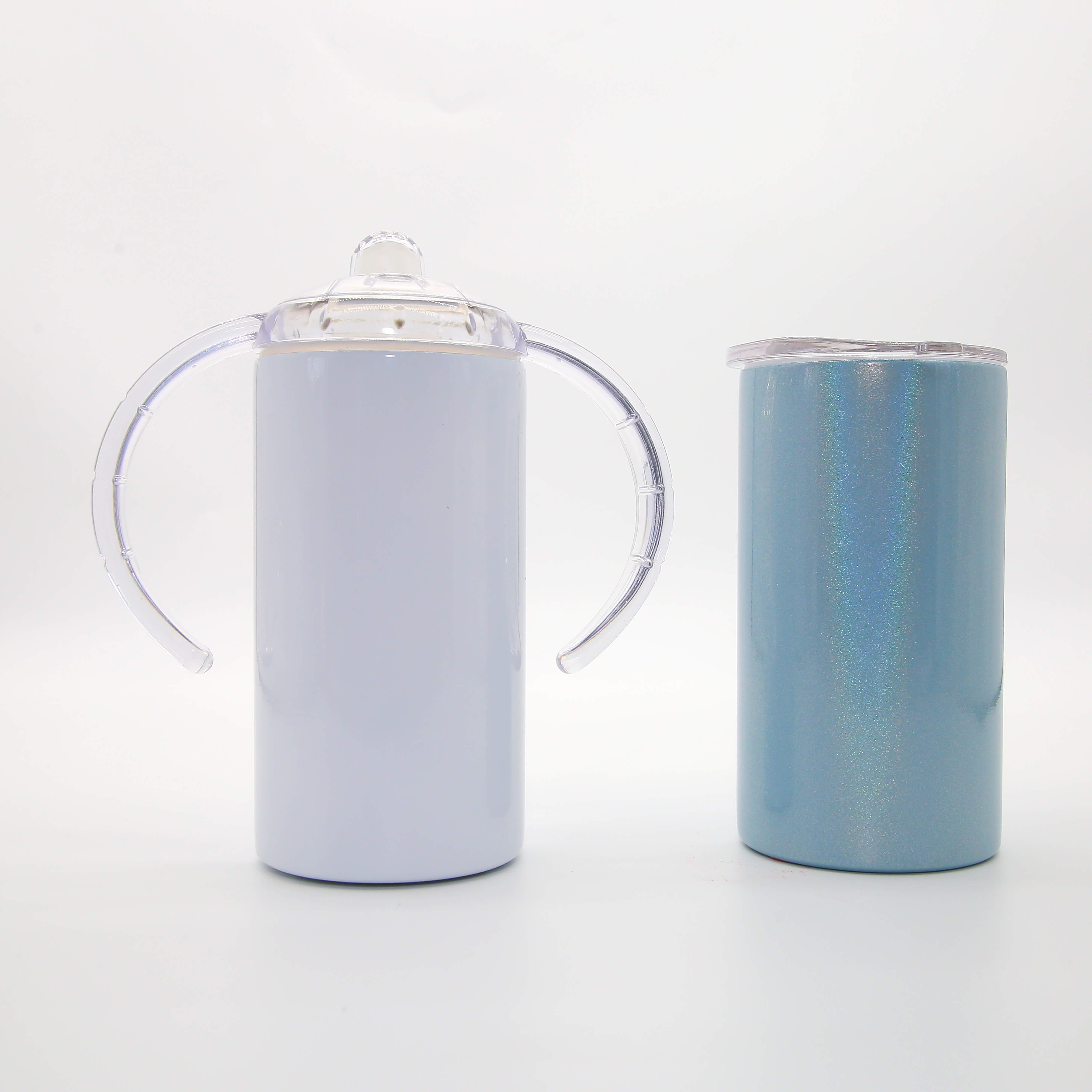 Hot sale 12oz kids sippy cup stainless steel sublimation straight tumblers White kids bottle with ha