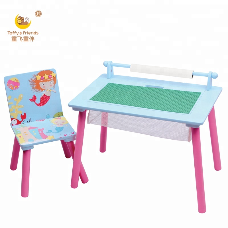 Wooden kids study table and chair set