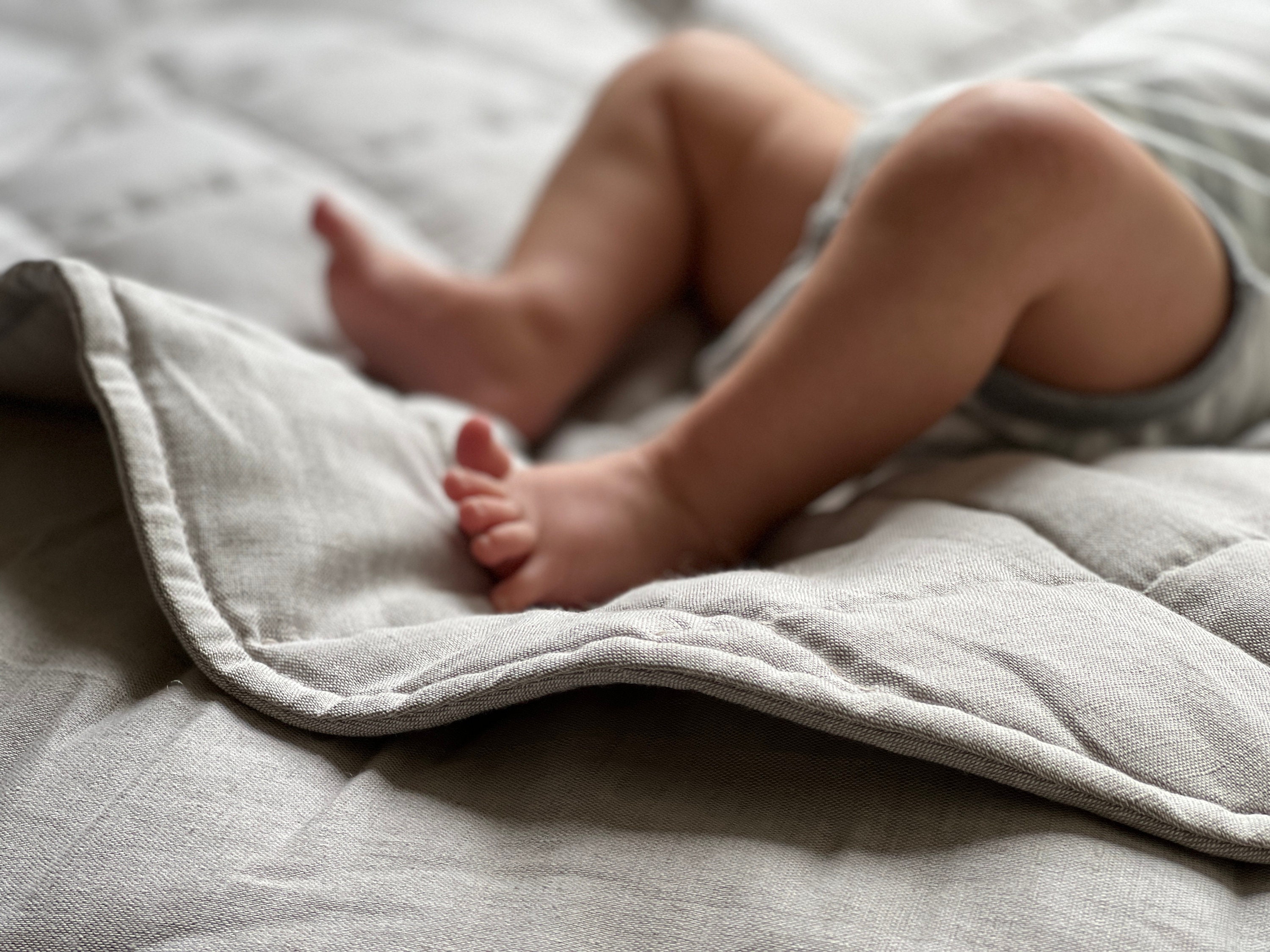 Washable Hemp Linen Round Bebe Alfombra Baby Crawl