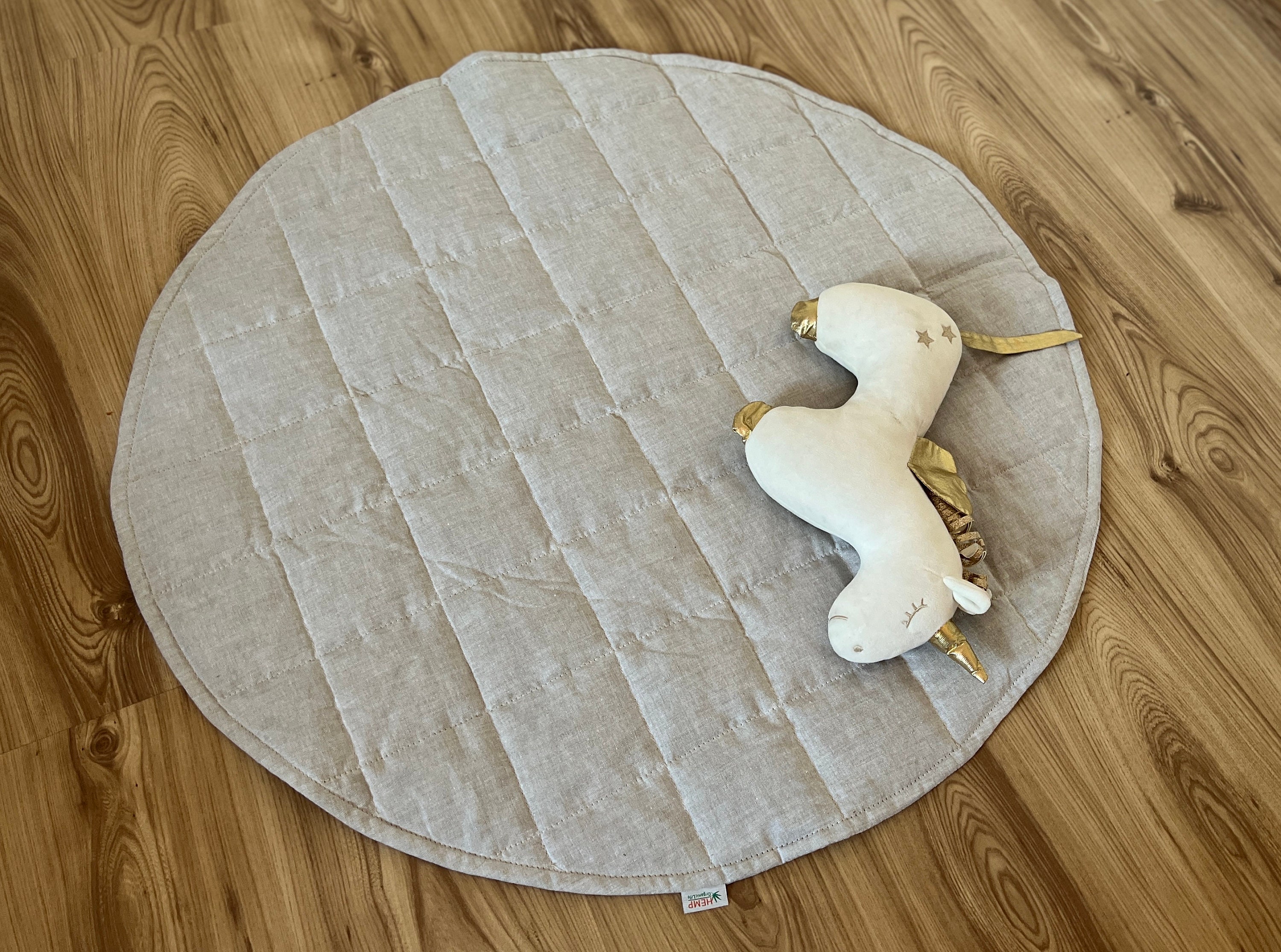 Washable Hemp Linen Round Bebe Alfombra Baby Crawl