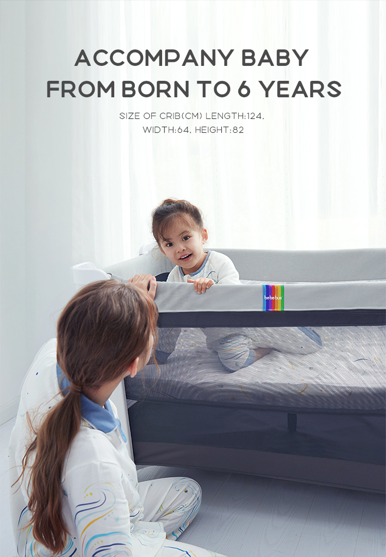 2022 Edition Play Yard Baby Bed 3 in 1 Multi-function Folding Portable Baby Cribs Cot Bed