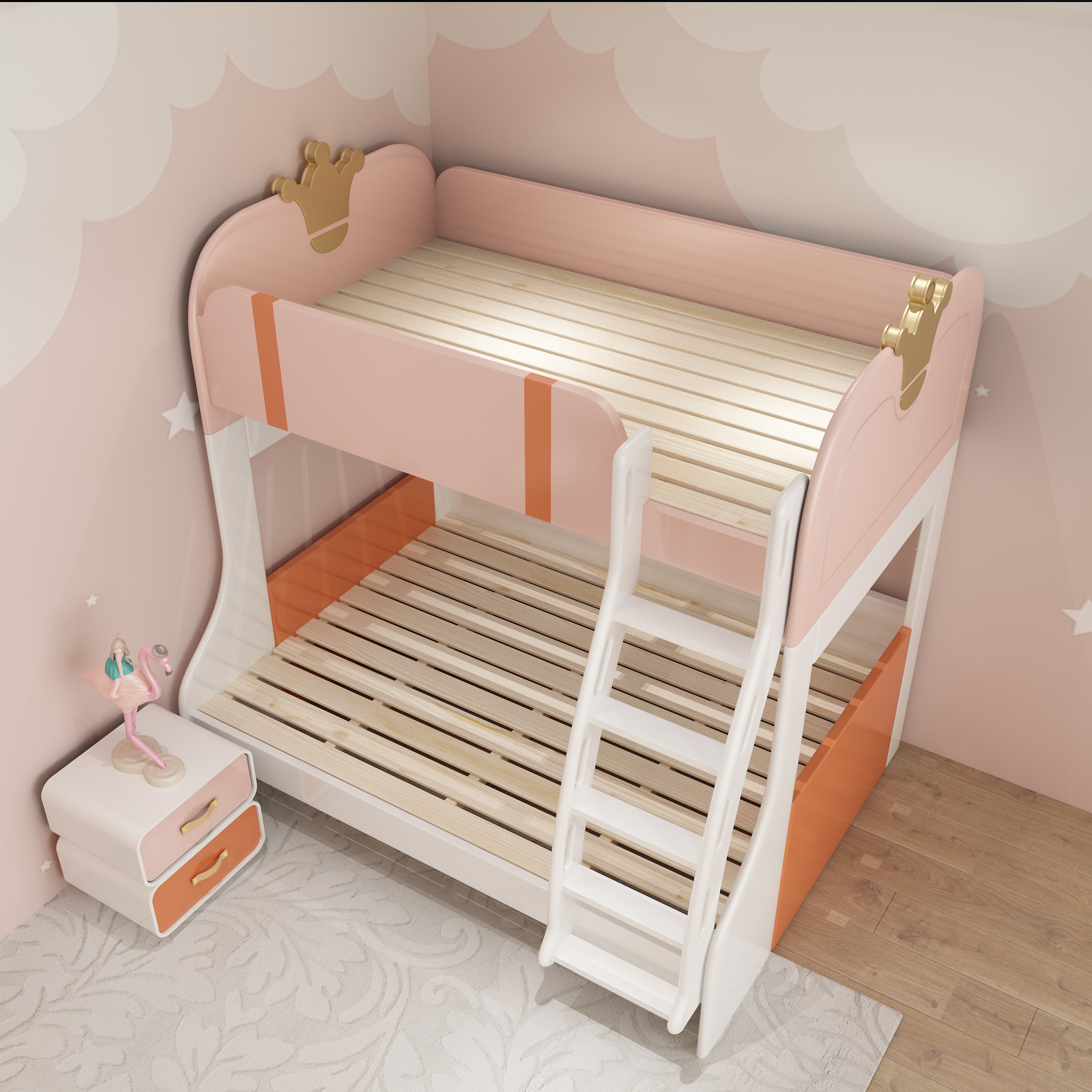 2022  Popular Multifunctional solid wood double princess bed mother and child bed double bunk bed ca