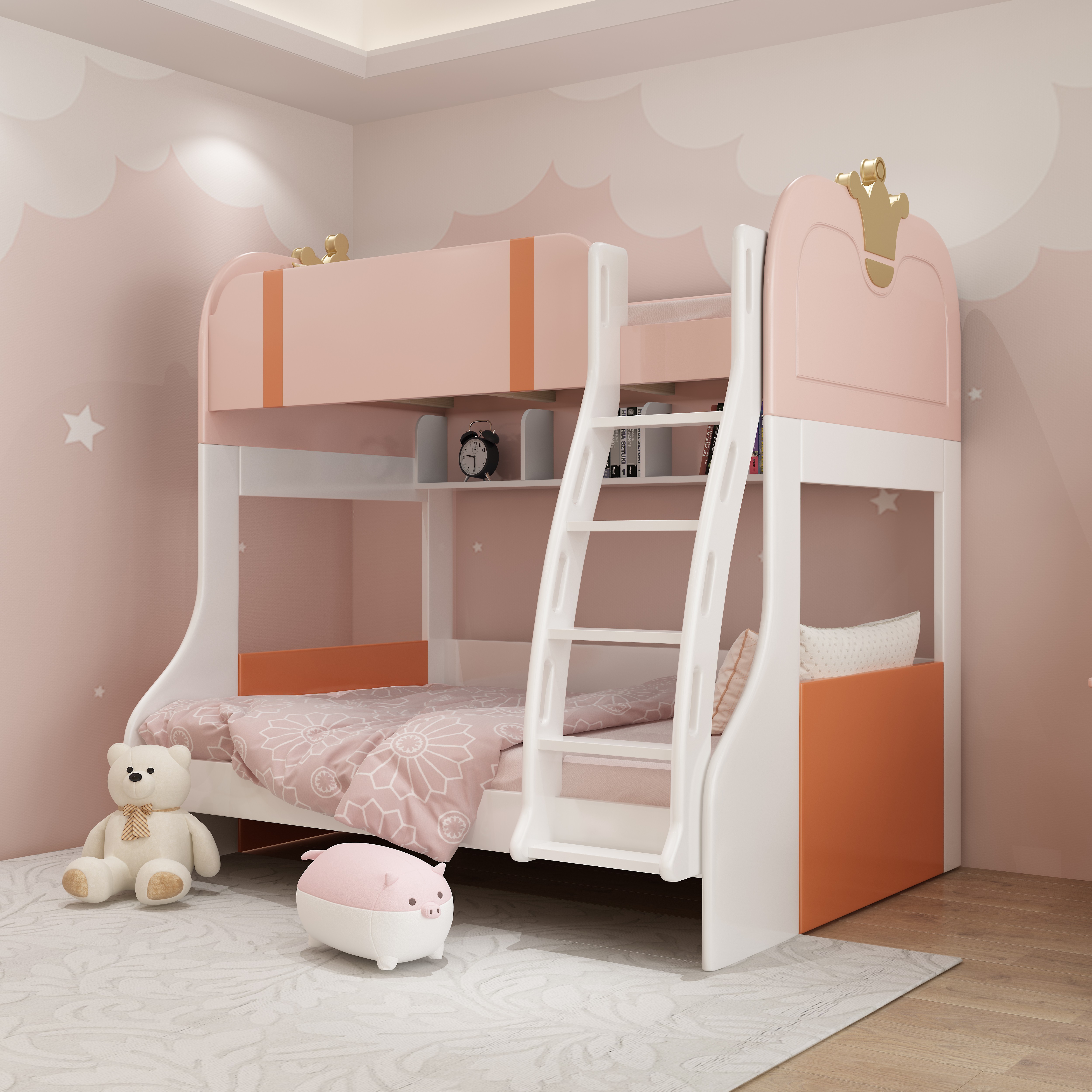 2022  Popular Multifunctional solid wood double princess bed mother and child bed double bunk bed ca
