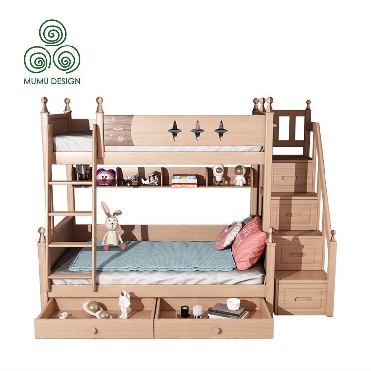 Mother and Child Nordic Modern Simple Children Bunk Bed for The Children's Bed for Storage