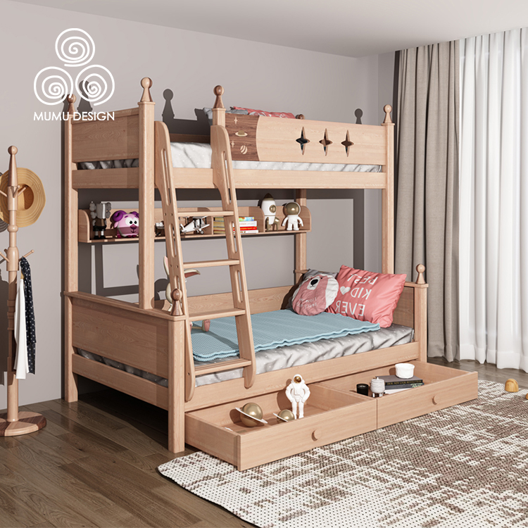 Mother and Child Nordic Modern Simple Children Bunk Bed for The Children's Bed for Storage