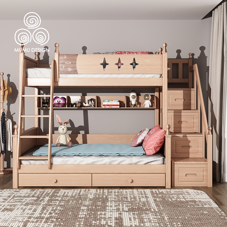Mother and Child Nordic Modern Simple Children Bunk Bed for The Children's Bed for Storage