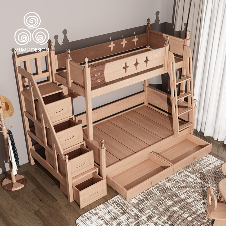 Mother and Child Nordic Modern Simple Children Bunk Bed for The Children's Bed for Storage