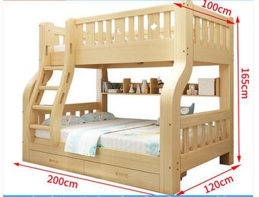Upper and Lower Double Bunk Solid Wood Mother and Child Bed Adult Two Storey High and Low Bed Pine C