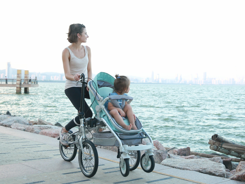 Recreational parent-child folding bike baby stroller foldable bicycle for mon and baby