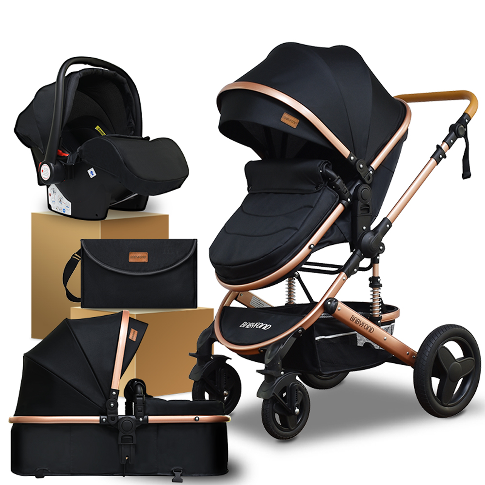 Luxury Baby Stroller 3 in 1 Portable Travel Baby Carriage Folding Prams Aluminum Frame High Landscap