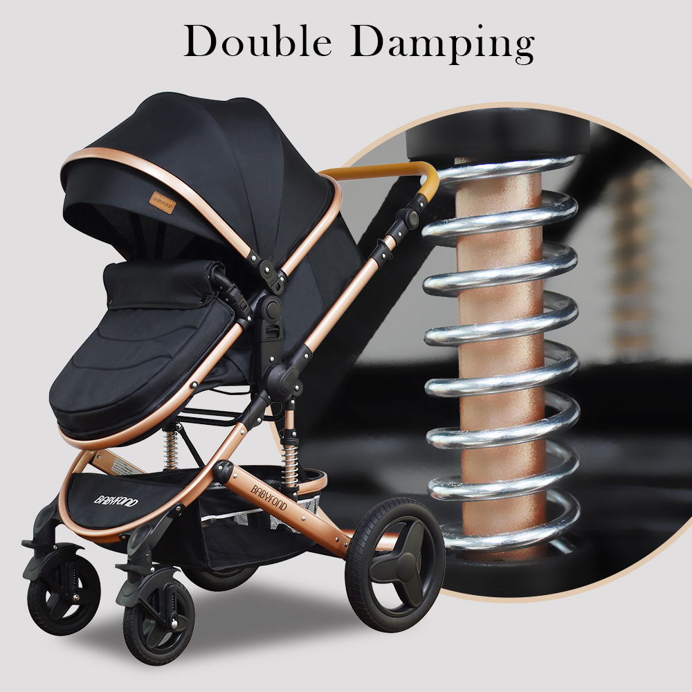 Luxury Baby Stroller 3 in 1 Portable Travel Baby Carriage Folding Prams Aluminum Frame High Landscap