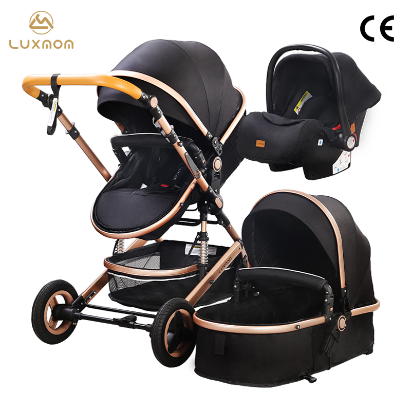 LUXMOM 530W luxury good quality 3 in 1 multi-functional baby stroller baby pram with Baby carry bask