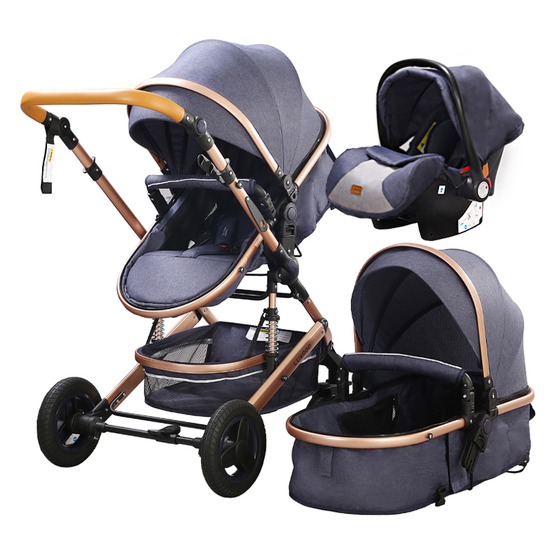 LUXMOM 530W luxury good quality 3 in 1 multi-functional baby stroller baby pram with Baby carry bask