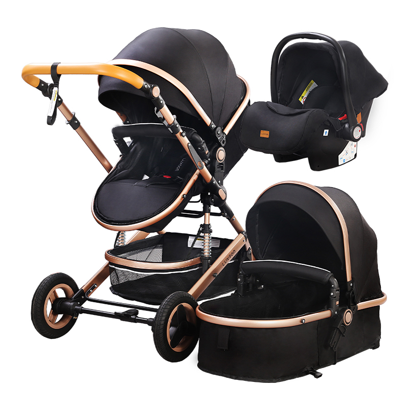 LUXMOM 530W luxury good quality 3 in 1 multi-functional baby stroller baby pram with Baby carry bask